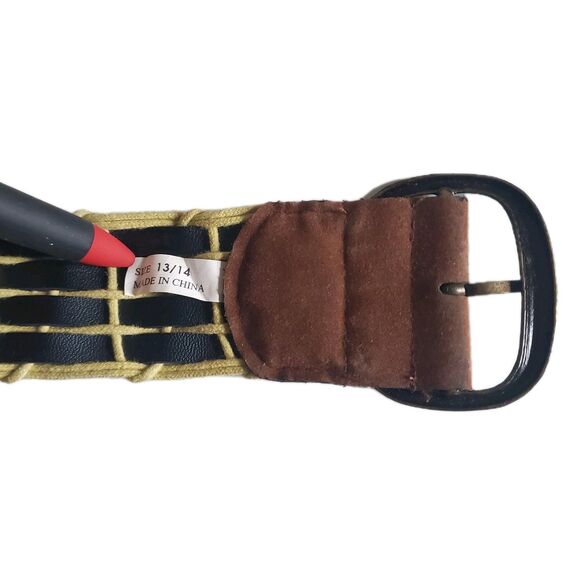 Woven BR Suede Hippie Belt Adjustable Basket Weave Women S/M Retro 42" WO Buckle - Picture 10 of 10